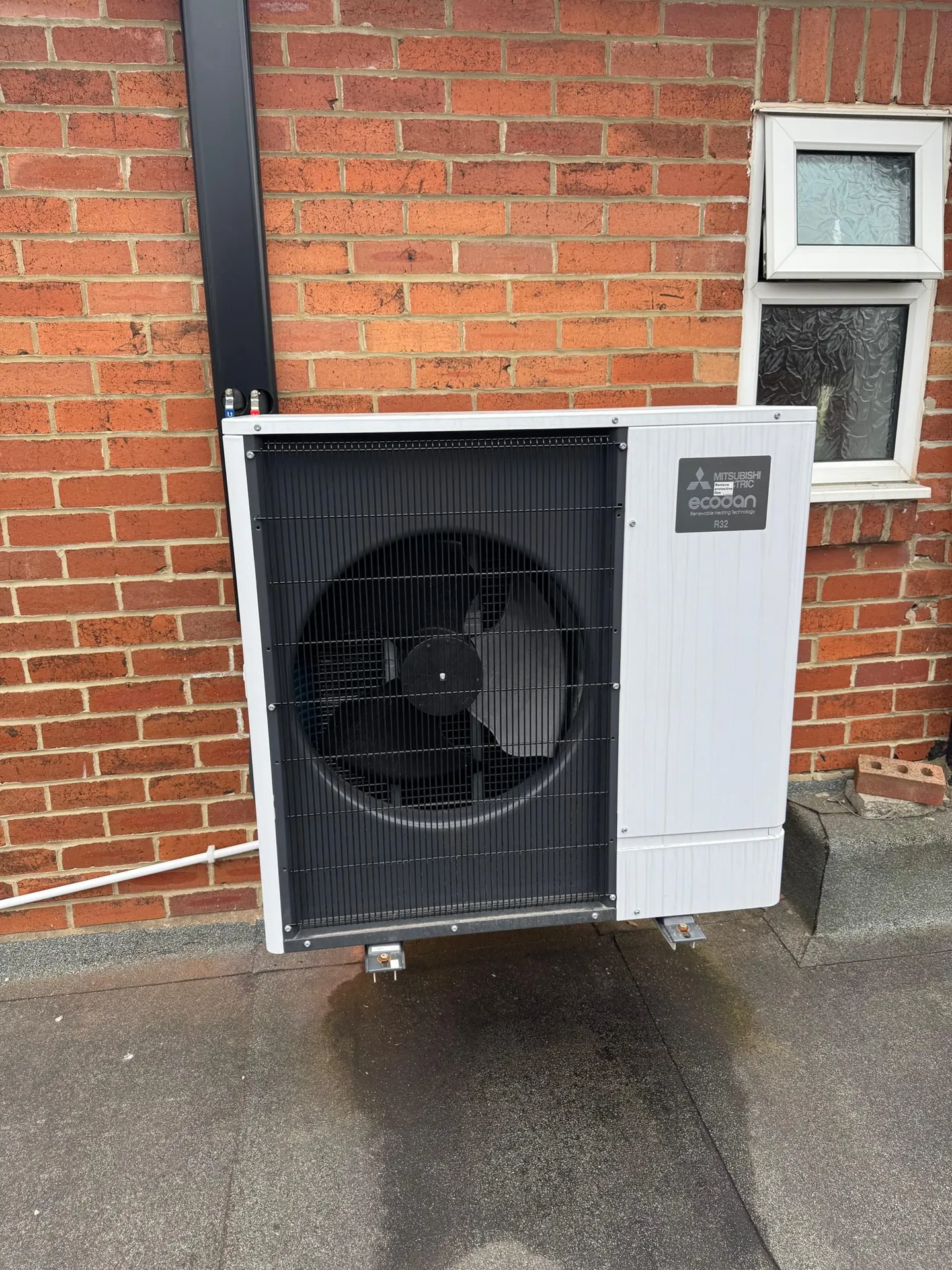 Air source heat pump outdoor unit installed in North Shields