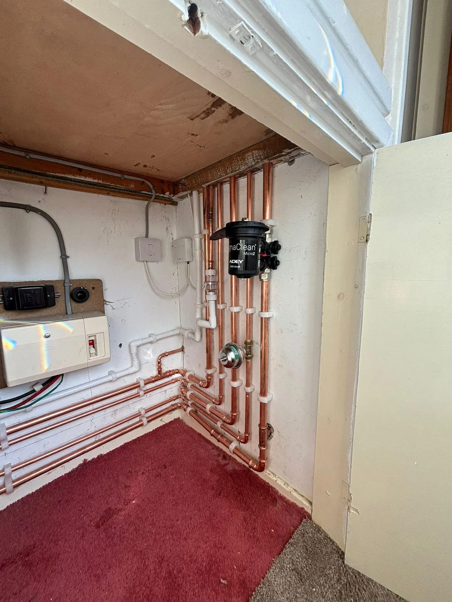 Central heating pipework and magnetic system filter installation in North Shields