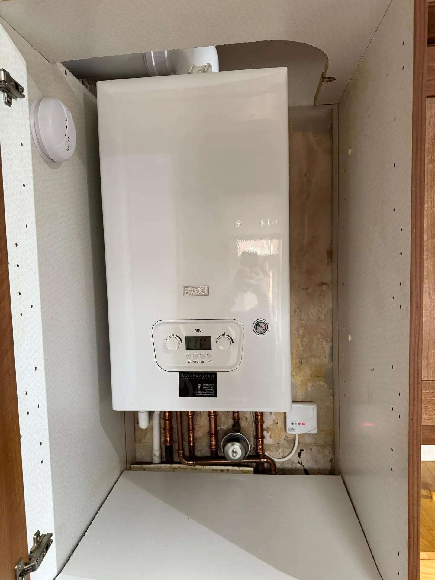 New combi boiler installation with neat copper pipework in North Shields
