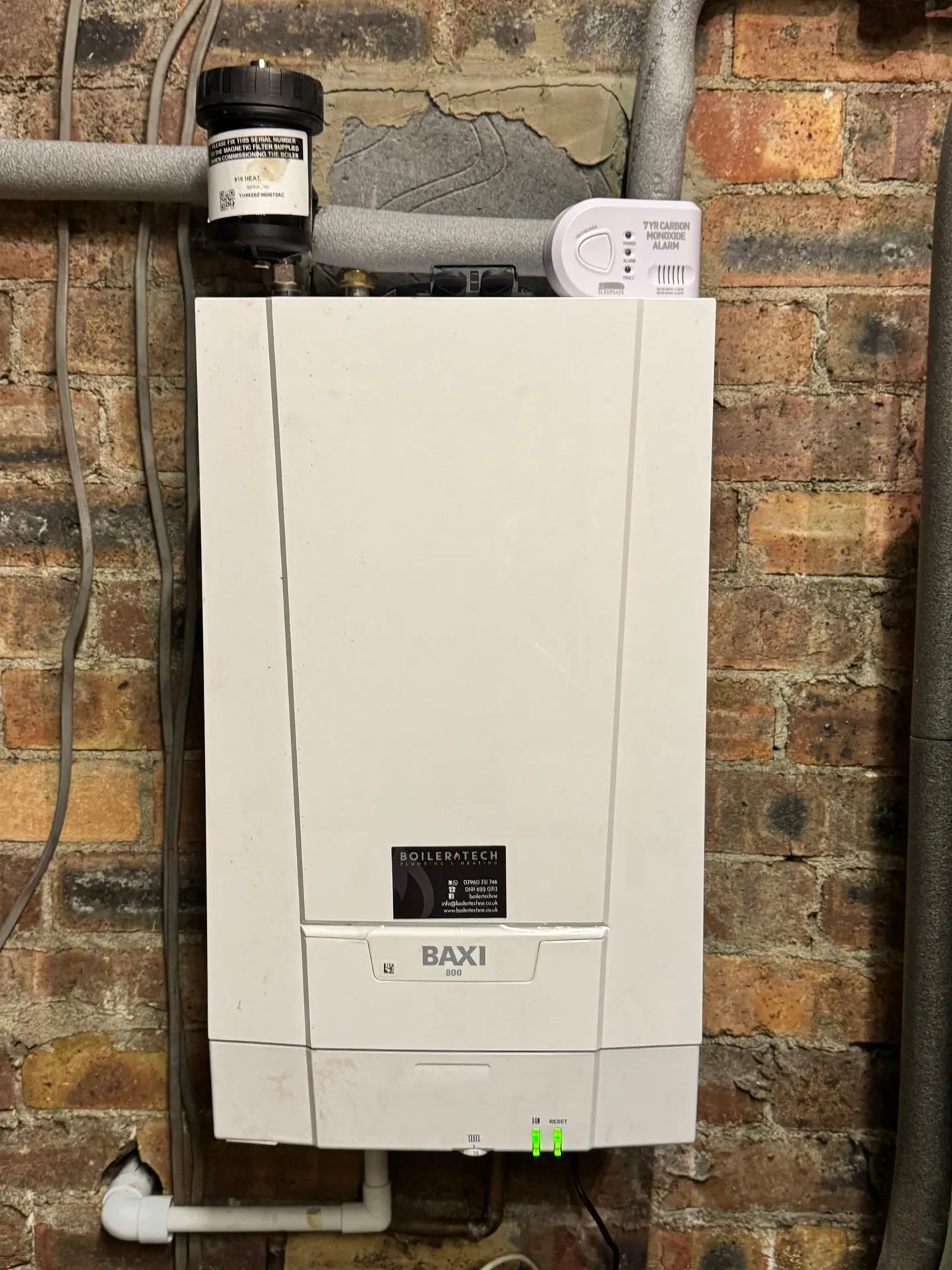 New combi boiler installation with neat copper pipework in North Shields