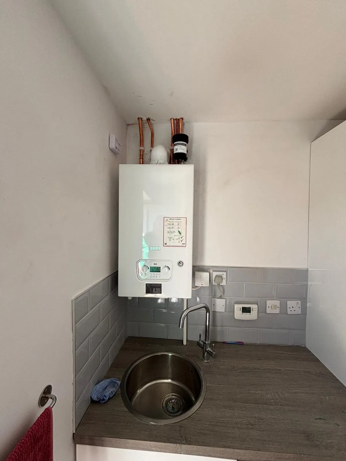 New combi boiler installation with neat copper pipework in North Shields