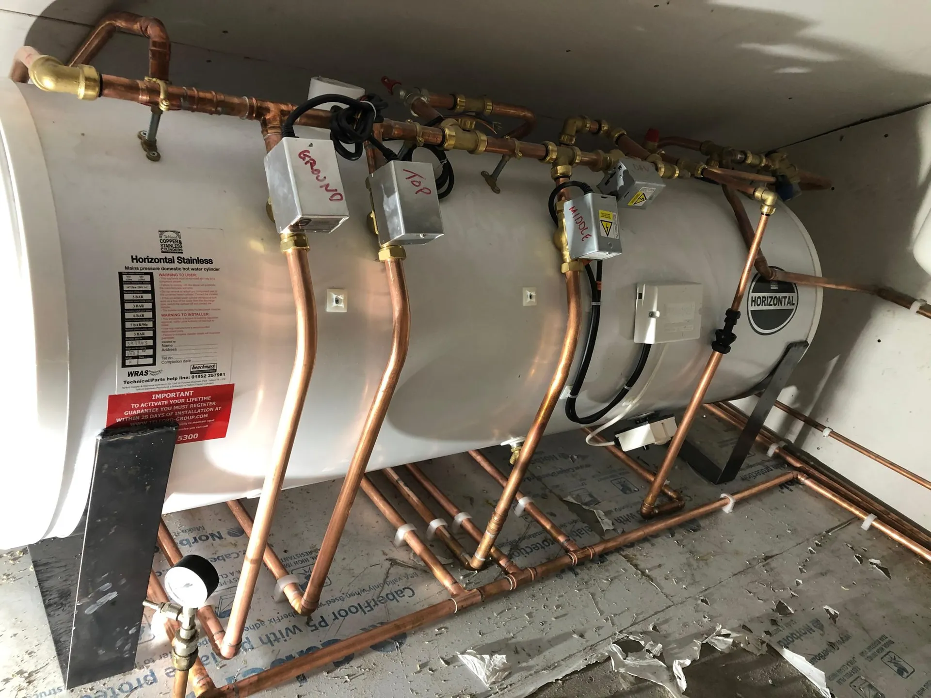 Unvented hot water cylinder installation by a G3 certified engineer in North Shields
